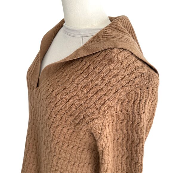 THEORY Wool/Cashmere Cable Knit Sailor V-Neck LS Wm Sweater Sz Lrg EUC - Picture 4 of 7